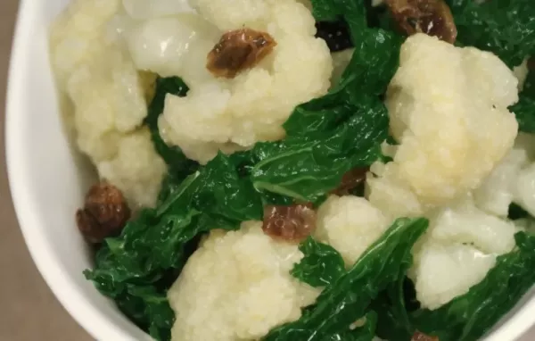 Cauliflower and Kale with Mustard Currant Dressing