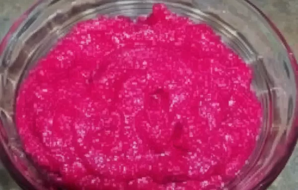 Creamy and tangy pureed beets with a kick of horseradish