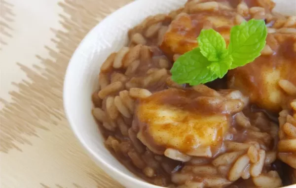 Delicious and comforting spiced banana breakfast rice pudding