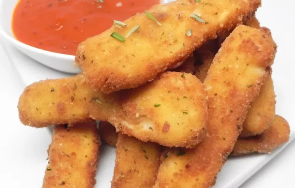 Delicious and crispy mozzarella sticks with a French onion dip twist