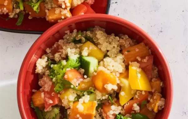 Delicious and nutritious roasted sweet potato quinoa salad