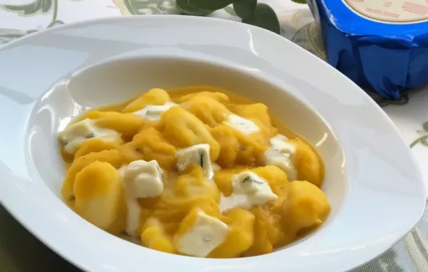 Delicious and Savory Gnocchi with Cream of Acorn Squash and Borgonzola Cheese