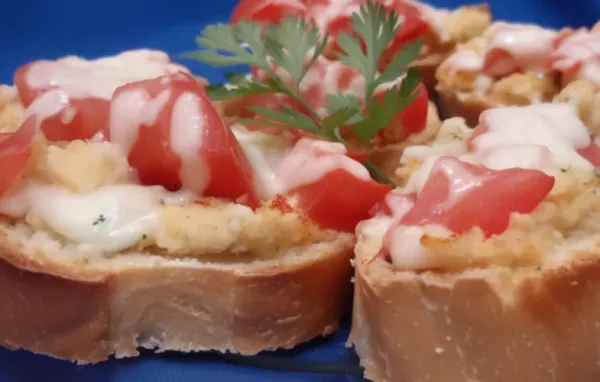 Delicious Bruschetta Topped with Creamy Hummus