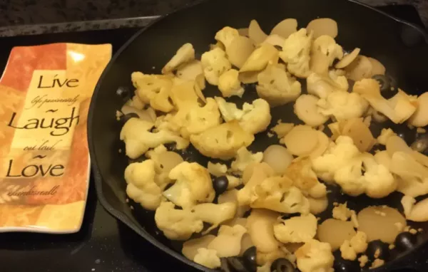 Delicious Cauliflower with Water Chestnuts and Black Olives