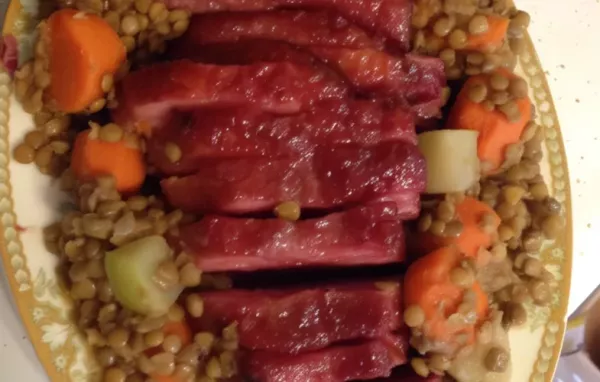 Delicious Glazed Corned Beef with Hearty Lentils