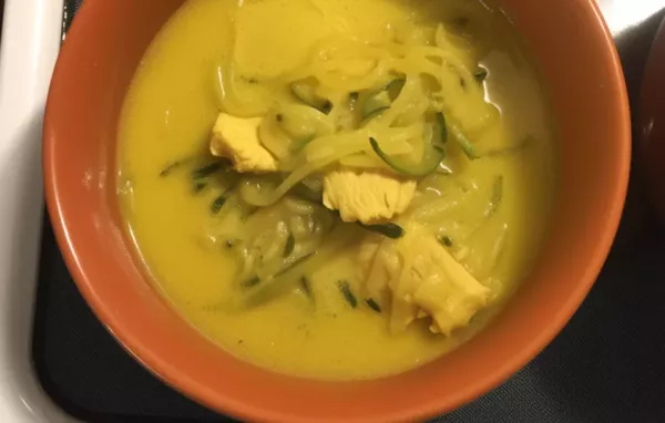 Delicious Tofu and Noodle Coconut Curry Soup