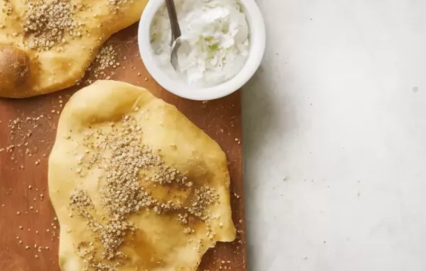 Dukkah Flatbread with Creamy Chevre Yogurt Dip