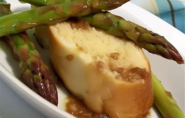 Grilled Asparagus with Roasted Garlic Toast and Balsamic Vinaigrette