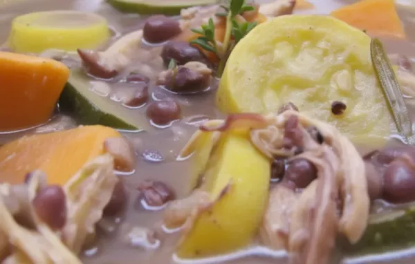 Healthy and Delicious Chicken Soup with Adzuki Beans, Escarole, and Sweet Potato