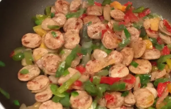 Healthy and flavorful pasta dish with low-fat chicken sausage and assorted vegetables