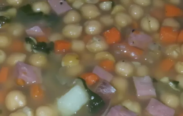 Hearty and comforting Ham and Chickpea Slow Cooker Soup