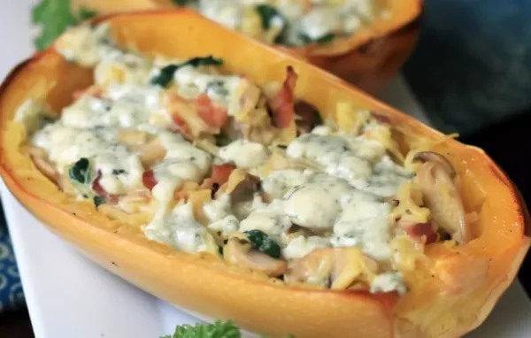 Keto Spaghetti Squash with Bacon and Blue Cheese