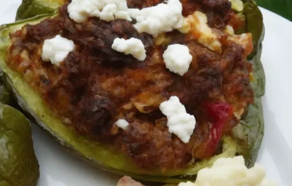 Mexican-Greek Stuffed Green Peppers