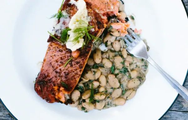 Pan-Roasted Salmon with Lime Butter and Creamy White Beans