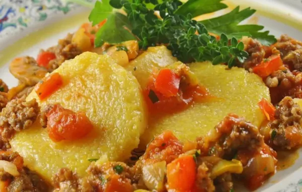 Polenta with Spicy Sausage & Veggie Sauce