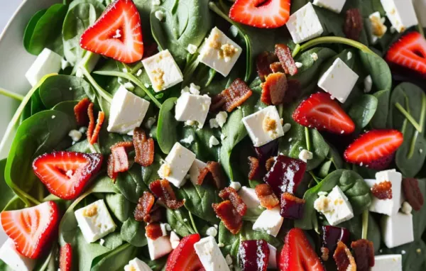 Scrumptious Strawberry Spinach Salad with Tangy Feta and Crispy Bacon