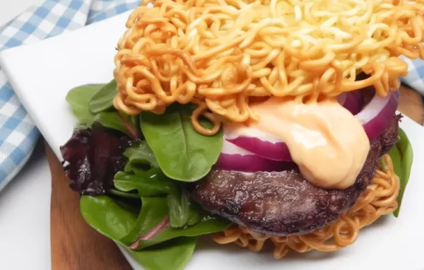 Single serving Air Fryer Ramen Bun Burger with a unique twist
