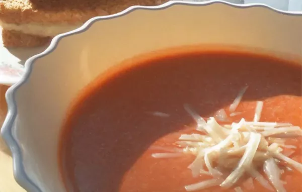 Spicy Tomato Bisque with Grilled Brie Toast