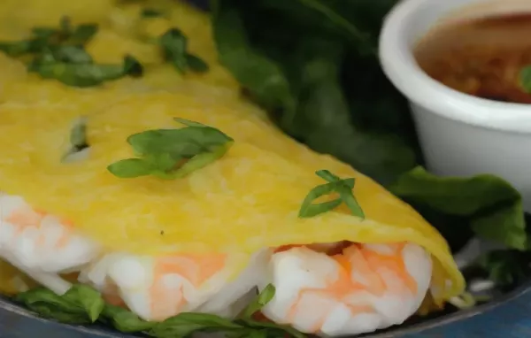 Vietnamese Banh Xeo - Crispy Crepes Filled with Shrimp and Veggies