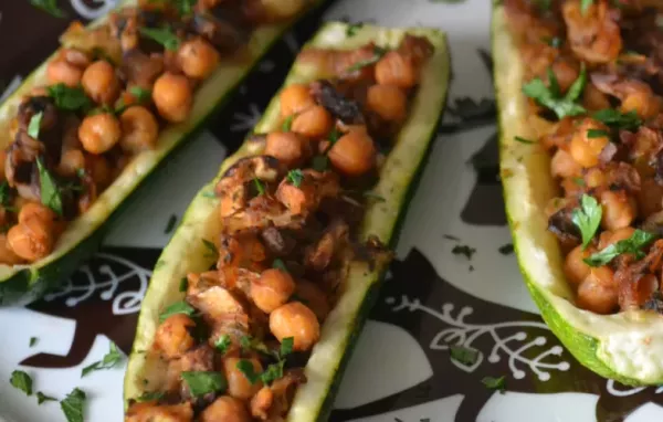 Zucchini with Chickpea and Mushroom Stuffing