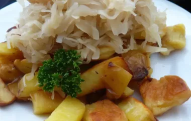 A hearty and comforting dish that combines the flavors of soft potato dumplings with tangy sauerkraut