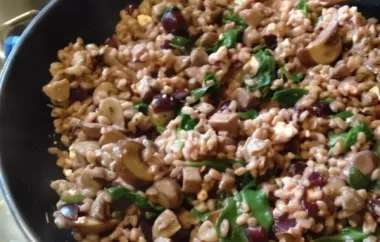 A hearty and nutritious farro dish with sausage and spinach