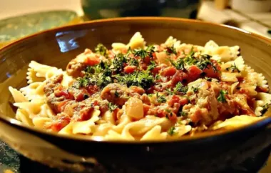 Bow-Ties with Sausage, Tomatoes and Cream