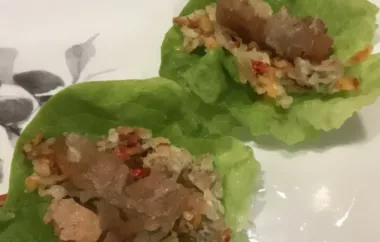 Cauliflower Rice Lettuce Wraps with Spicy Peanut Sauce