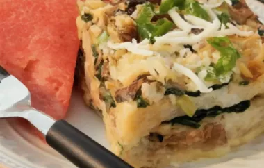 Cheesy Brunch Strata with Soy Sausage and Spinach