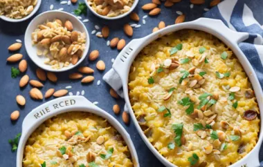 Cheesy Rice Casserole with Crunchy Almonds