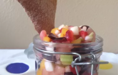 Colorful and Sweet Rainbow Fruit Salsa with Crunchy Whole Wheat Cinnamon Chips