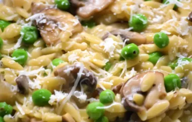 Creamy and flavorful Mushroom and Pea Orzotto