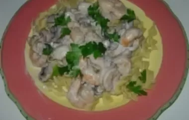 Creamy and flavorful shrimp and scallop stroganoff