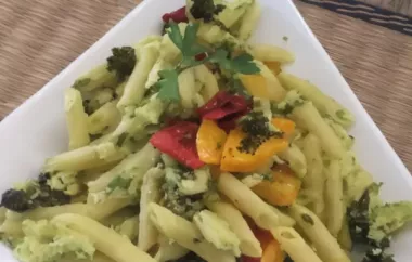 Creamy and flavorful vegan avocado pasta with charred vegetables