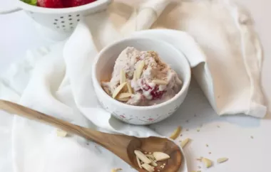 Creamy and refreshing almond and strawberry tahini ice cream