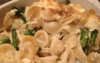 Creamy and savory brie and asparagus pasta casserole