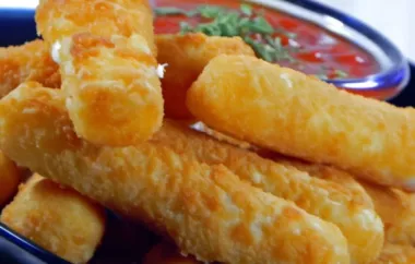Crispy and cheesy fried mozzarella cheese sticks for a delicious snack or appetizer.