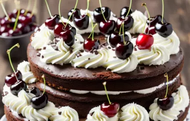 Decadent Black Forest Cake Recipe with Layers of Moist Chocolate Cake, Whipped Cream, and Cherries