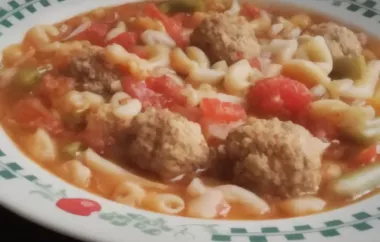 Delicious and comforting Macaroni Meatball Soup