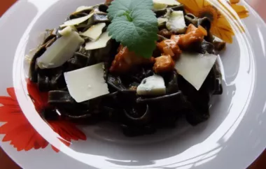 Delicious and Creamy Black Pasta with a Tangy Pink Gorgonzola Sauce