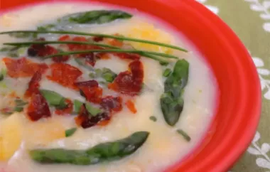 Delicious and Creamy Potato Soup with Bacon and Asparagus