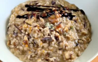 Delicious and creamy risotto with a perfect balance of bitter radicchio, creamy gorgonzola, crunchy walnuts, and sweet balsamic cream.