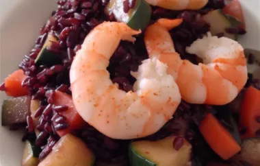 Delicious and Healthy Venus Black Rice with Succulent Prawns and Fresh Zucchini