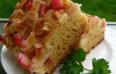 Delicious and Moist Sour Cream Rhubarb Coffee Cake Recipe