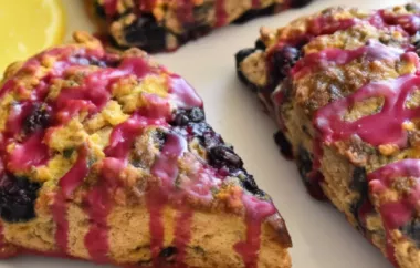 Delicious and Refreshing Lemon Blueberry Scones with a Sweet Blueberry Glaze
