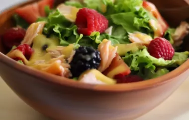 Delicious and refreshing summer salad with grilled salmon and a burst of juicy berries