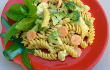 Delicious and vibrant turmeric rotini salad perfect for a summer picnic