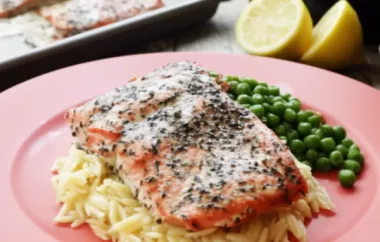 Delicious Baked Salmon with Lemony Orzo and Basil Bacon Peas