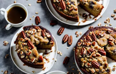 Delicious Banana Coffee Cake with a Crunchy Pecan Topping