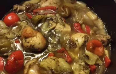 Delicious Braised Chicken with Artichoke Hearts and Zesty Flavorful Peppers